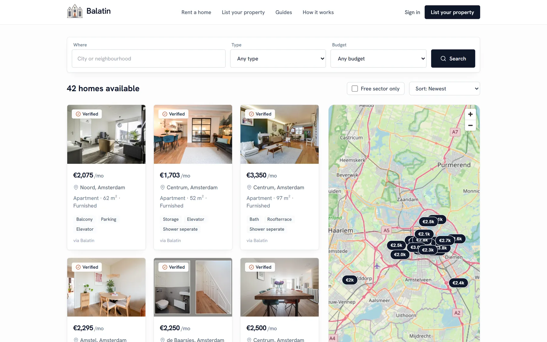 Het woningaanbod van Balatin met filters, kaart en geverifieerde advertenties