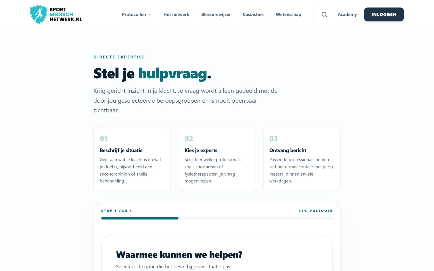 Het hulpvraagformulier in drie stappen